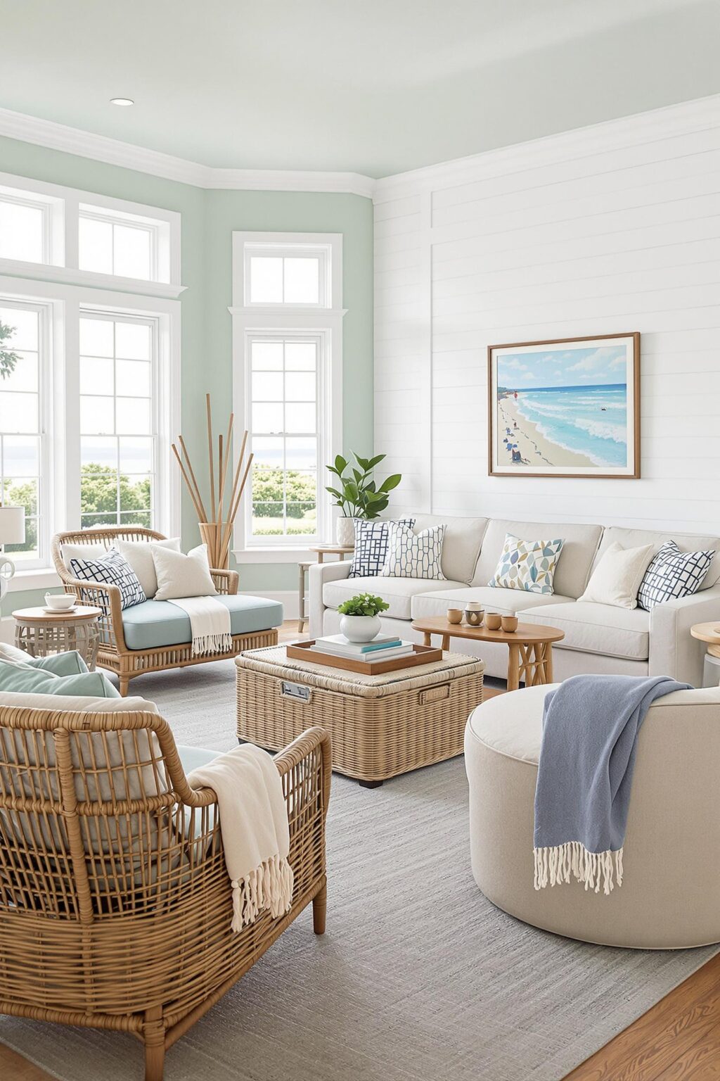 View of 25 Coastal Cape Cod Living Room Ideas
