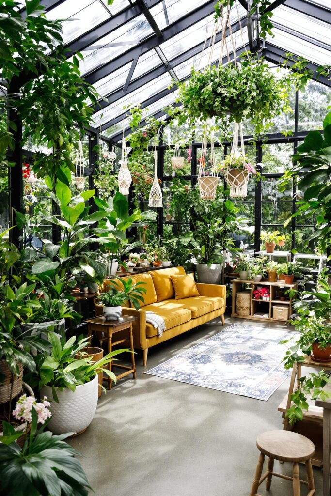 sunlit serenity greenhouse interior ideas