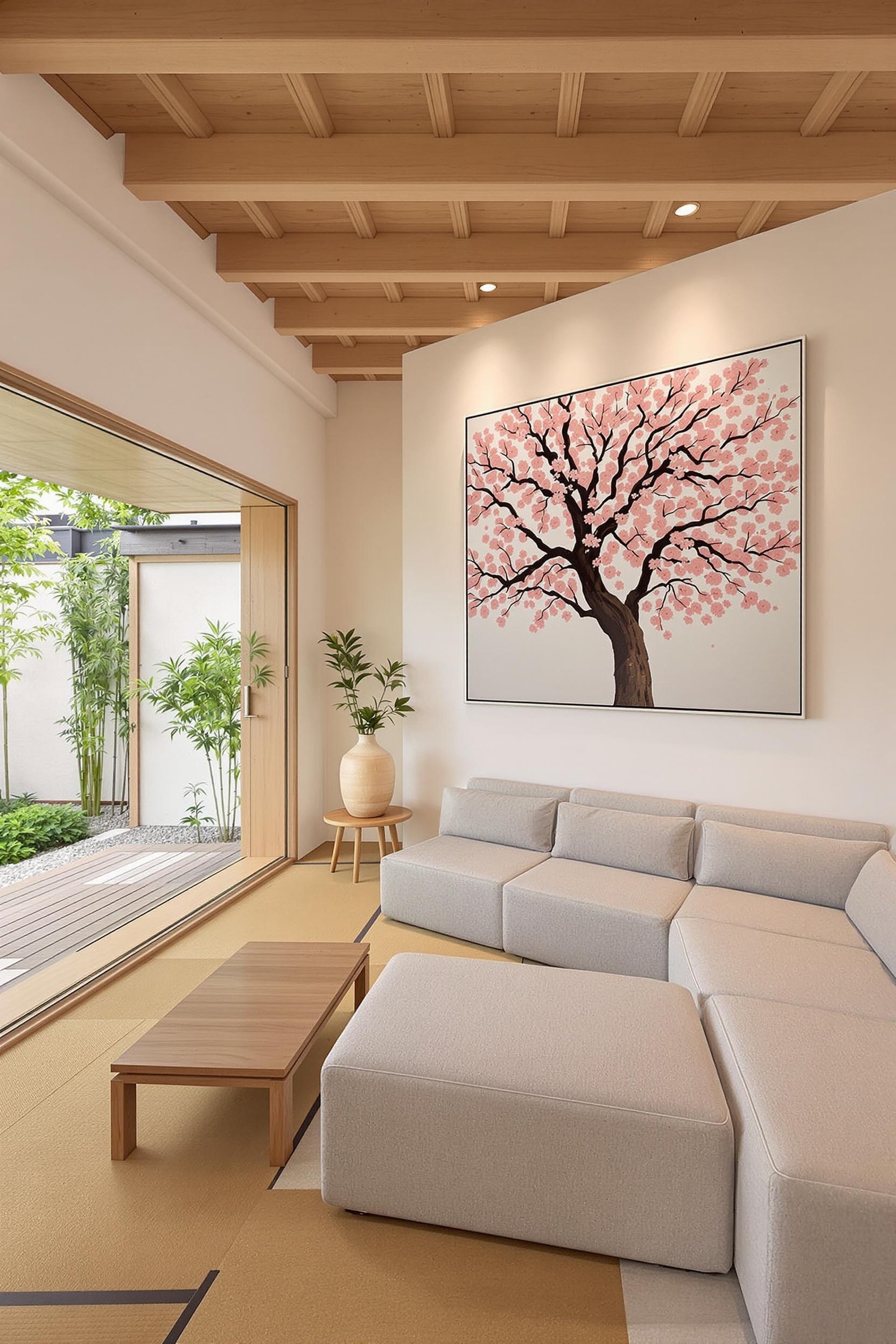 A contemporary take on a Japanese-style living room