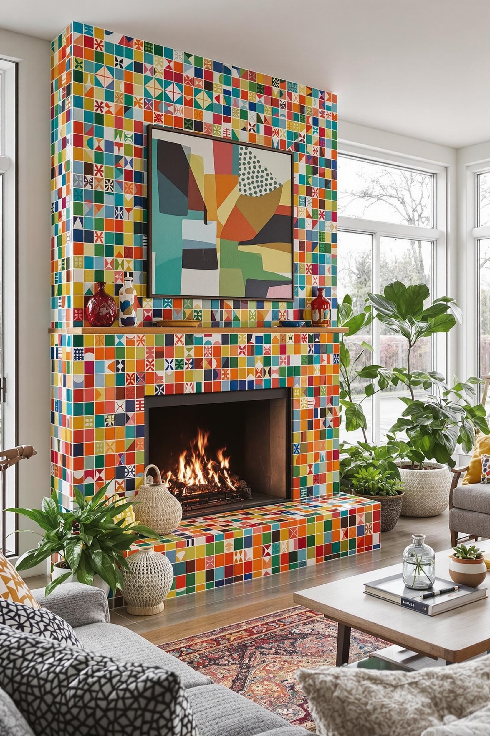Vibrant Fireplace Cozy Living