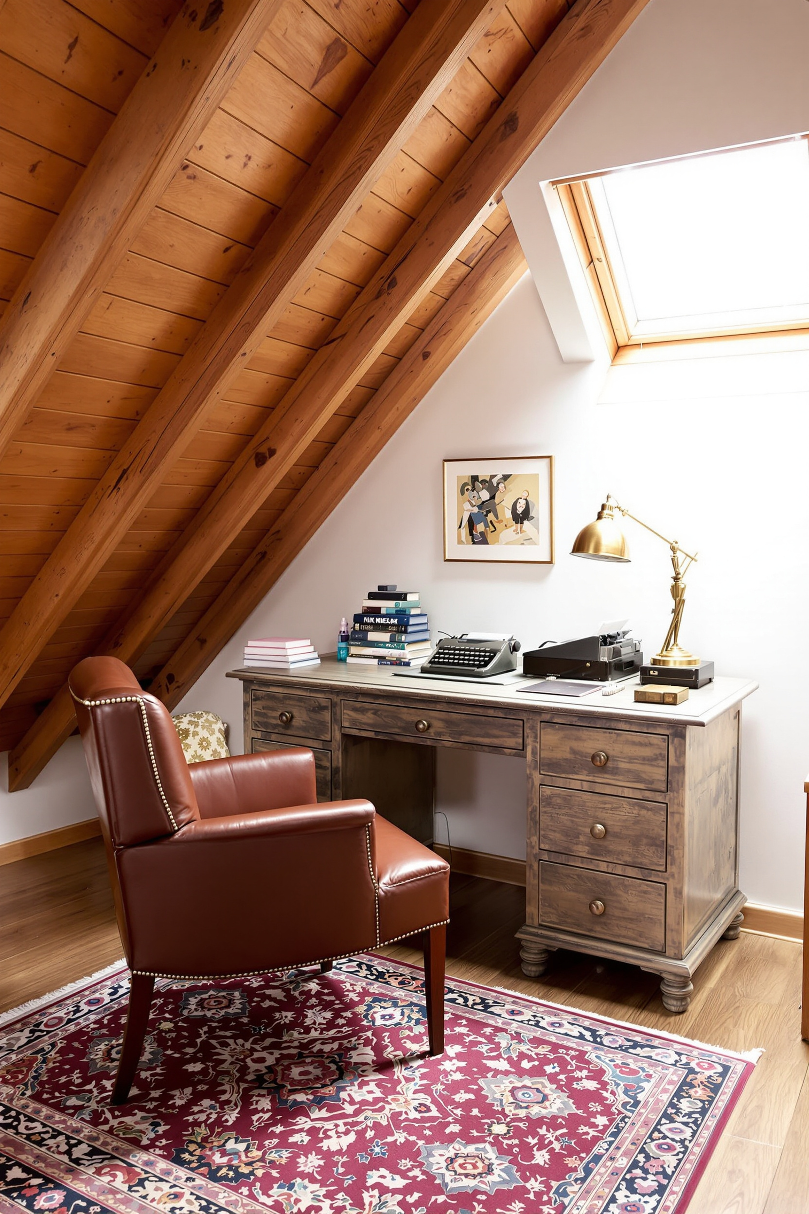 Warm Rustic Attic Workspace