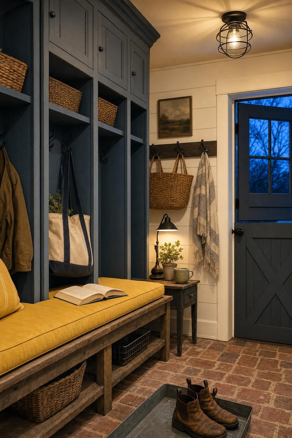 Cheerful Yellow and Blue Mudroom