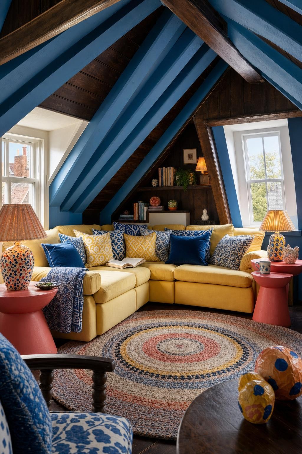 Colorful Cozy Attic Living Room