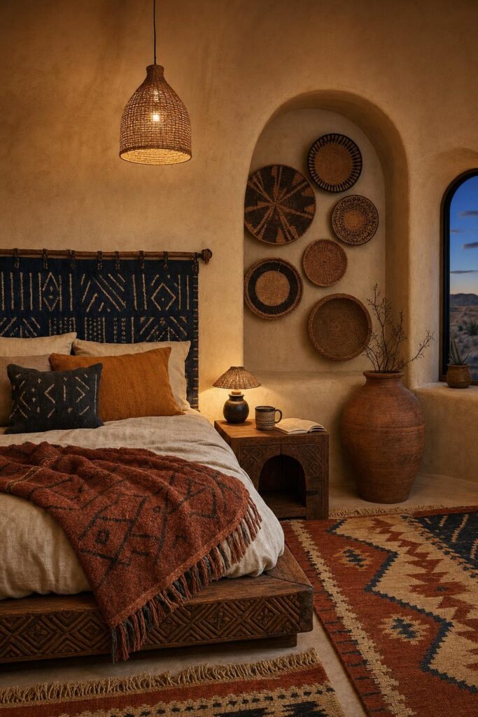 cozy afrohemian earthy bedroom vibes