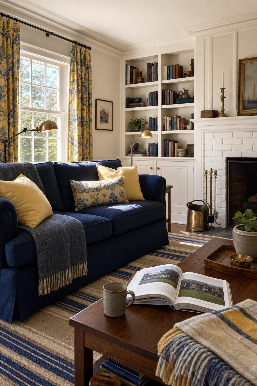 Cozy Yellow Blue Living Room