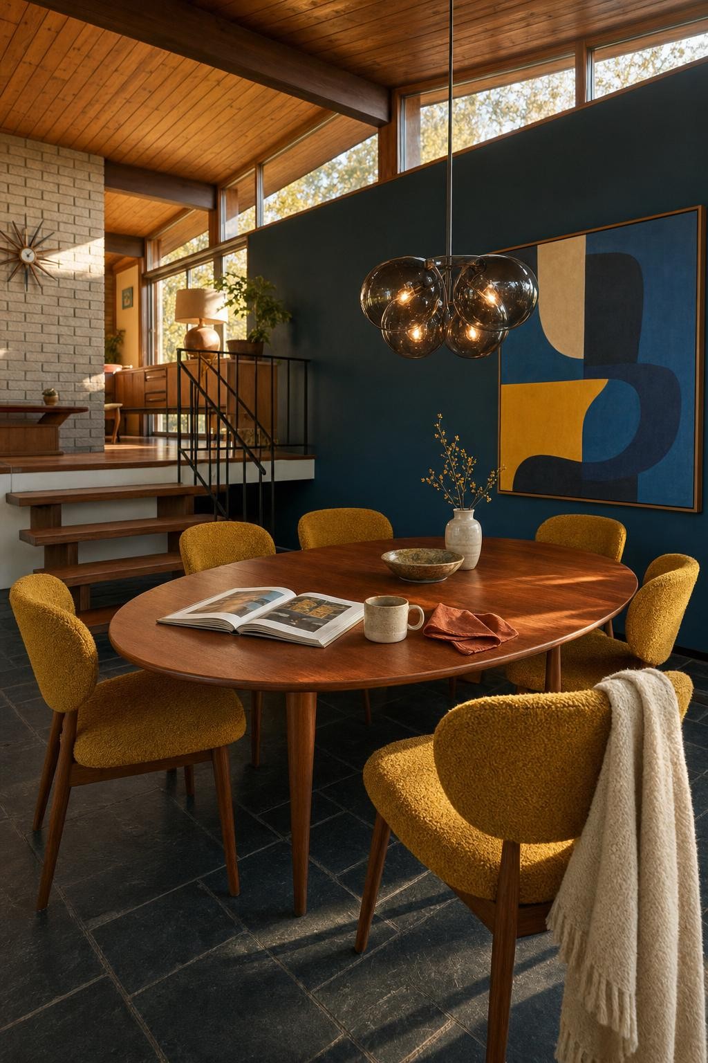 Mustard and Teal Dining Room