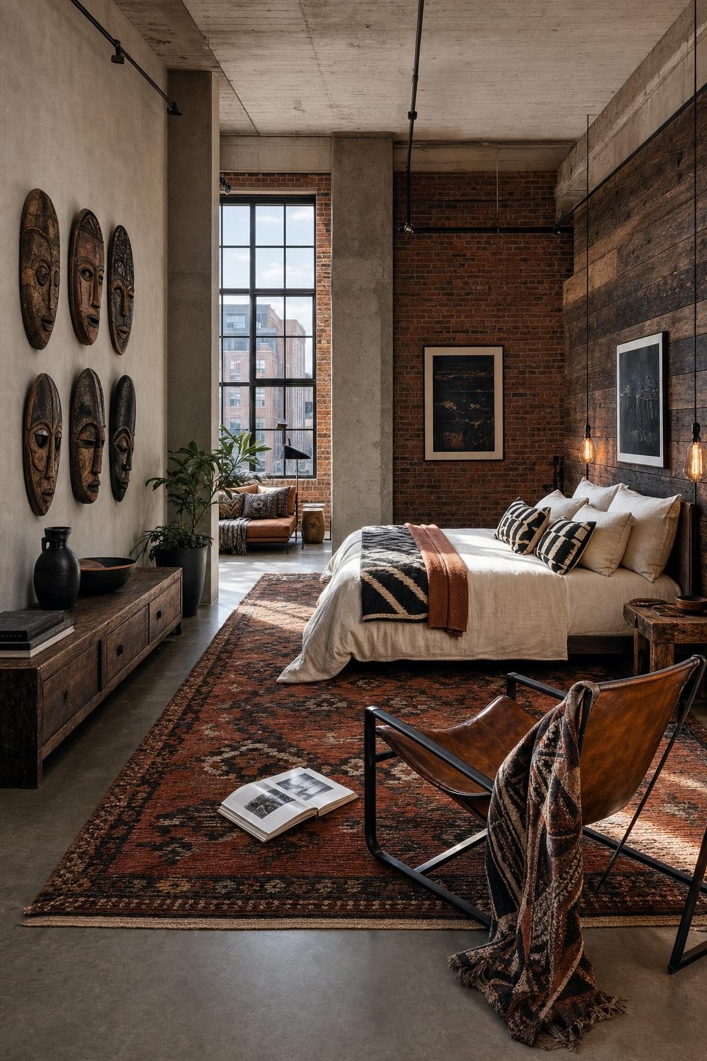 Warm Afrohemian Loft Bedroom Retreat